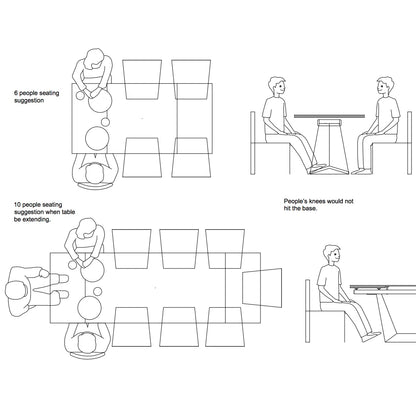 106" Modern Extendable Glass Dining Table with Walnut Wood Pedestal Base, Seats 6–10