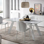 Modern White Marble Extendable Dining Table with Tempered Glass Top and Metal Legs