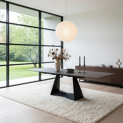 70.8–106" Extendable Ceramic Dining Table with Black Pedestal Base