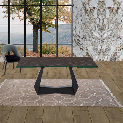 70.8–106" Extendable Ceramic Dining Table with Black Pedestal Base