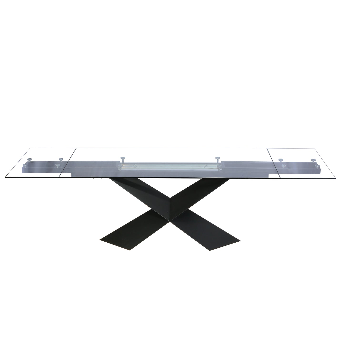Extendable Dining Table with Clear Glass Table Top