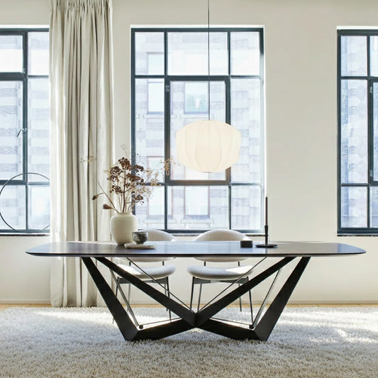 Oval Metal Base Dining Table