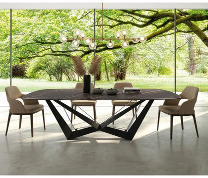 Oval Metal Base Dining Table
