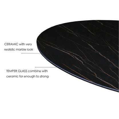 Oval Metal Base Dining Table