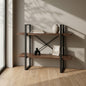 2-Tier Industrial Bookcase with Antique Walnut Shelves and Steel Frame