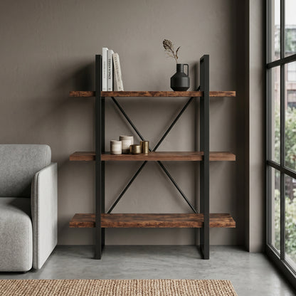 43" Tall Open Bookcase with Wood-Look Shelves
