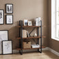 Modern Industrial Open Walnut Bookcase with X-Brace Support