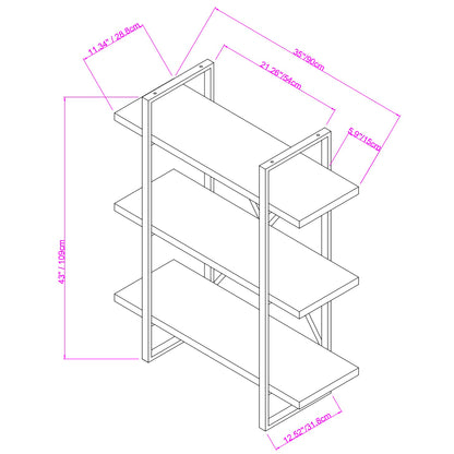 43" Tall Open Bookcase with Wood-Look Shelves