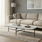 Modern Coffee Table with White Ceramic Top and  Black Metal Frame for Living Room