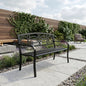 50” Outdoor Matte Black Metal Garden Bench with Backrest, Patio Seating