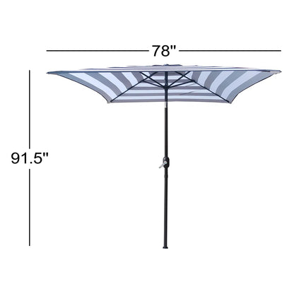 6.5ft Square Patio Umbrella with Tilt & Crank, Outdoor Market Umbrella in Black & White Stripe