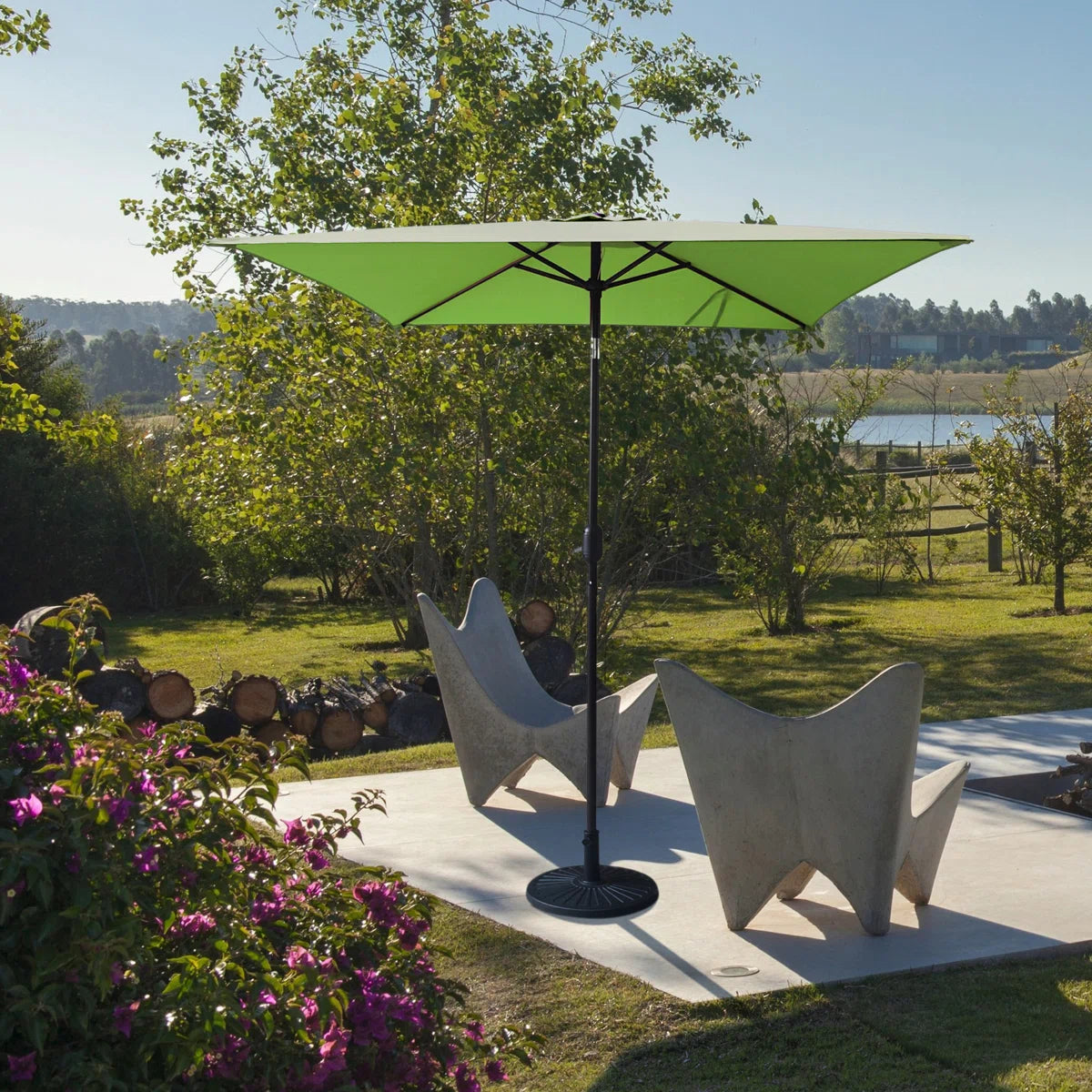 6.5FT Square Patio Umbrella with Tilt & Crank, Vented Outdoor Market Umbrella, Lime Green