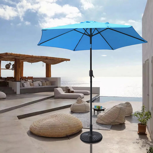 7.5FT Round Patio Umbrella with Tilt & Crank, Vented Outdoor Market Umbrella, Blue