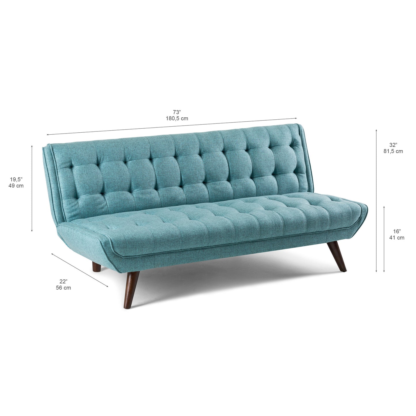 Modern Cotton Blend Convertible Sofa Bed – Teal Fabric
