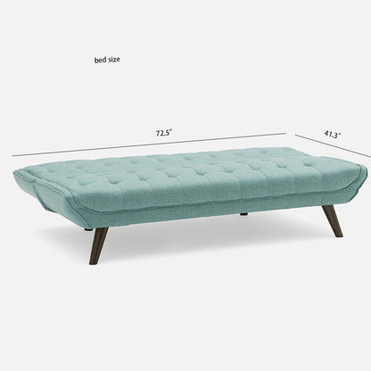 Modern Cotton Blend Convertible Sofa Bed – Teal Fabric