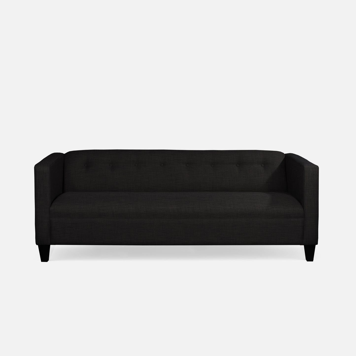 2-Piece Black Upholstered Sofa & Loveseat Set, Modern Fabric Couch Set with Solid Wood Frame and Foam Cushions