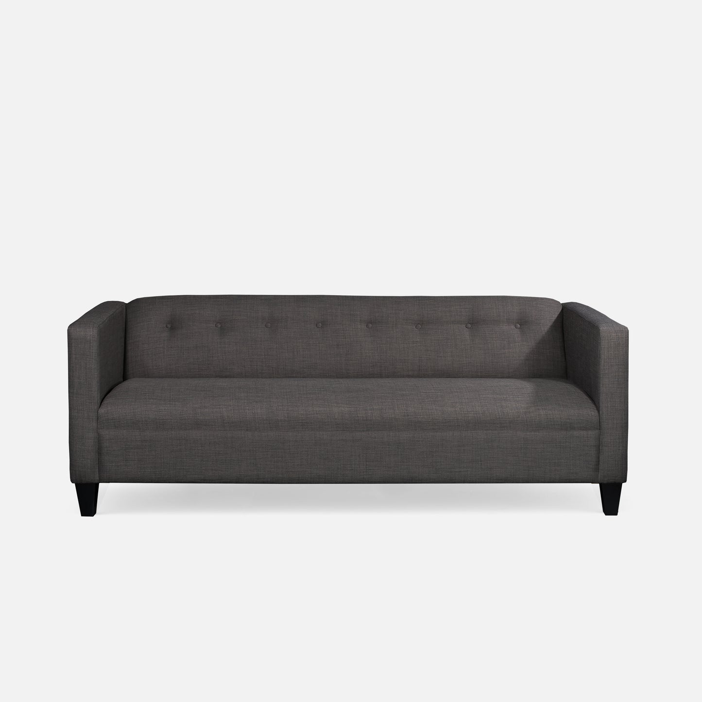 2-Piece Dark Gray Upholstered Sofa & Loveseat Set, Modern Fabric Couch Set with Solid Wood Frame and Foam Cushions