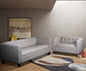 2-Piece Light Gray Upholstered Sofa & Loveseat Set, Modern Fabric Couch Set with Solid Wood Frame and Foam Cushions