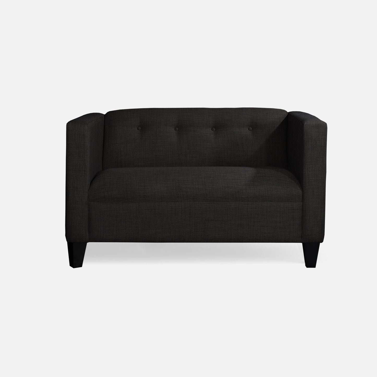 2-Piece Black Upholstered Sofa & Loveseat Set, Modern Fabric Couch Set with Solid Wood Frame and Foam Cushions