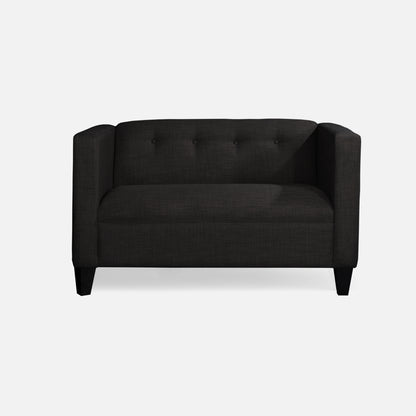2-Piece Black Upholstered Sofa & Loveseat Set, Modern Fabric Couch Set with Solid Wood Frame and Foam Cushions