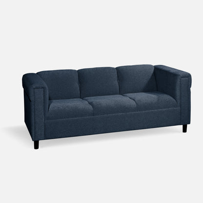 2-Piece Upholstered Sofa and Loveseat Set, Modern Fabric Couch Set with Track Arms, Blue