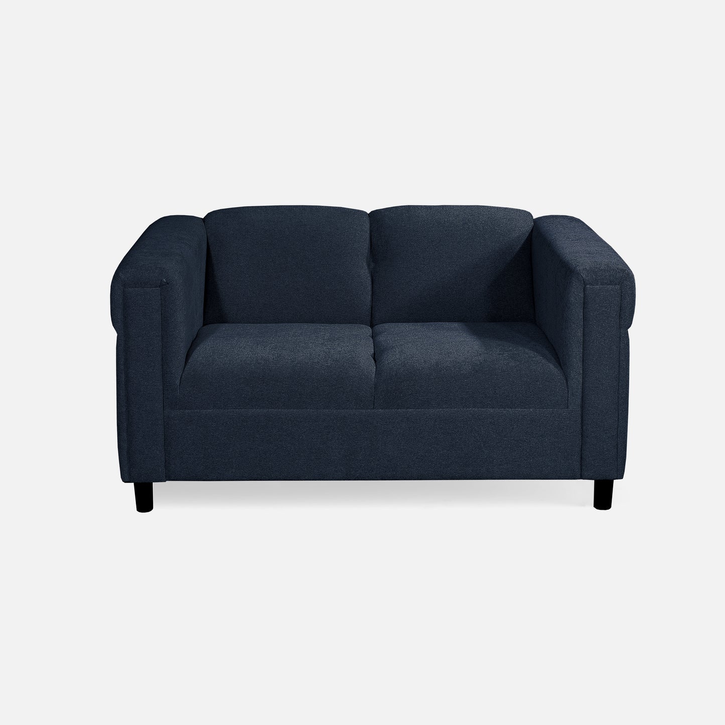 2-Piece Upholstered Sofa and Loveseat Set, Modern Fabric Couch Set with Track Arms, Blue