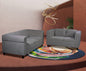 2-Piece Upholstered Sofa and Loveseat Set, Modern Fabric Couch Set with Track Arms, Dark Light Gray