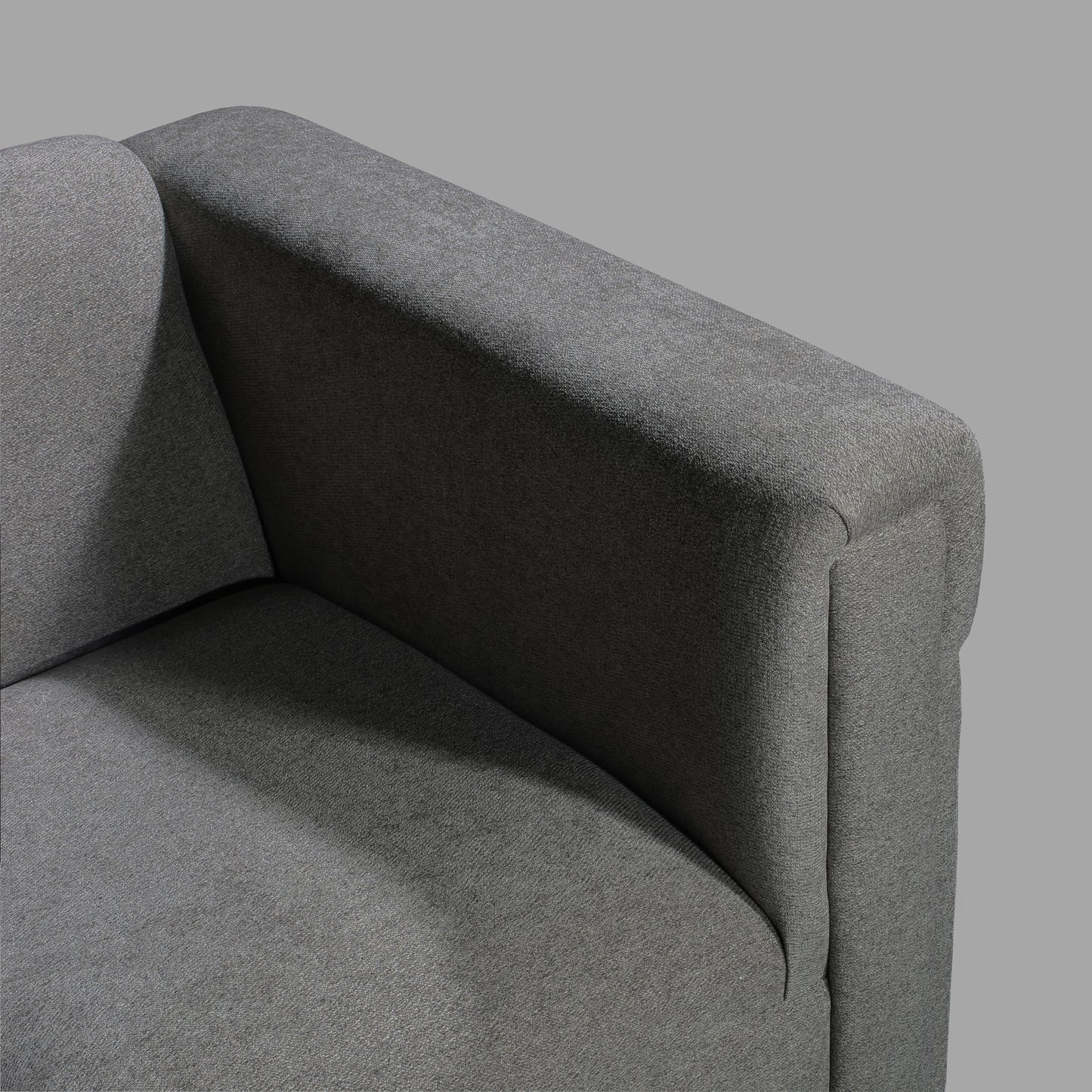 72" Modern Upholstered 3-Seater Sofa Couch, Dark Gray Fabric Sofa with Track Arms