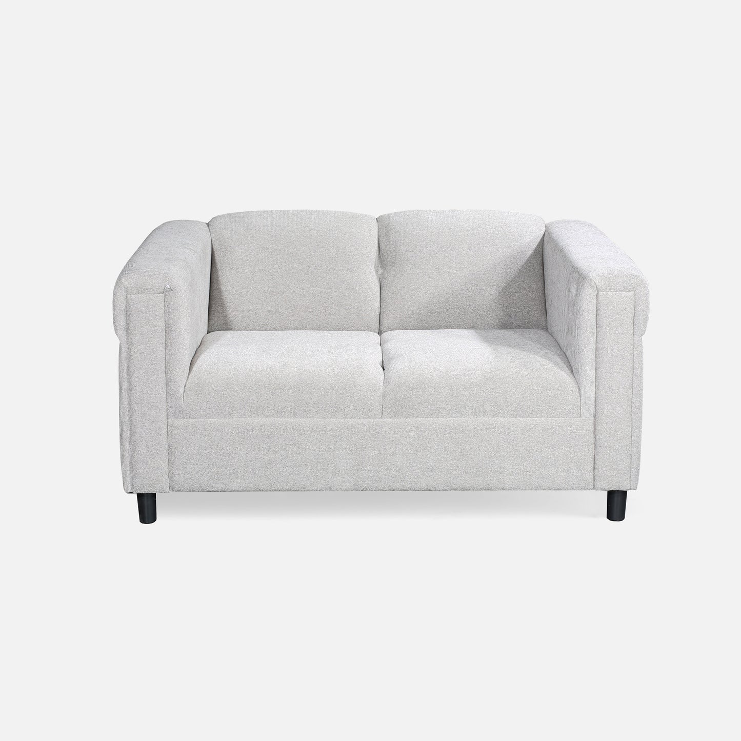 2-Piece Upholstered Sofa and Loveseat Set, Modern Fabric Couch Set with Track Arms, Light Gray