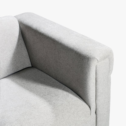 2-Piece Upholstered Sofa and Loveseat Set, Modern Fabric Couch Set with Track Arms, Light Gray