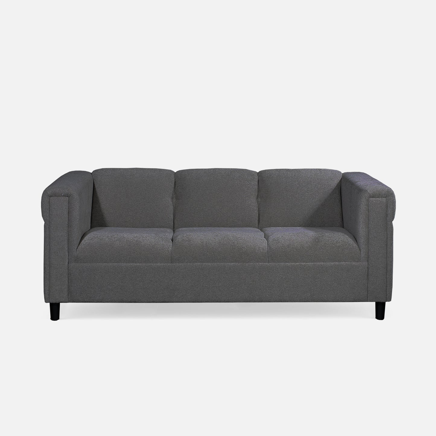 72" Modern Upholstered 3-Seater Sofa Couch, Dark Gray Fabric Sofa with Track Arms