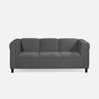72" Modern Upholstered 3-Seater Sofa Couch, Dark Gray Fabric Sofa with Track Arms