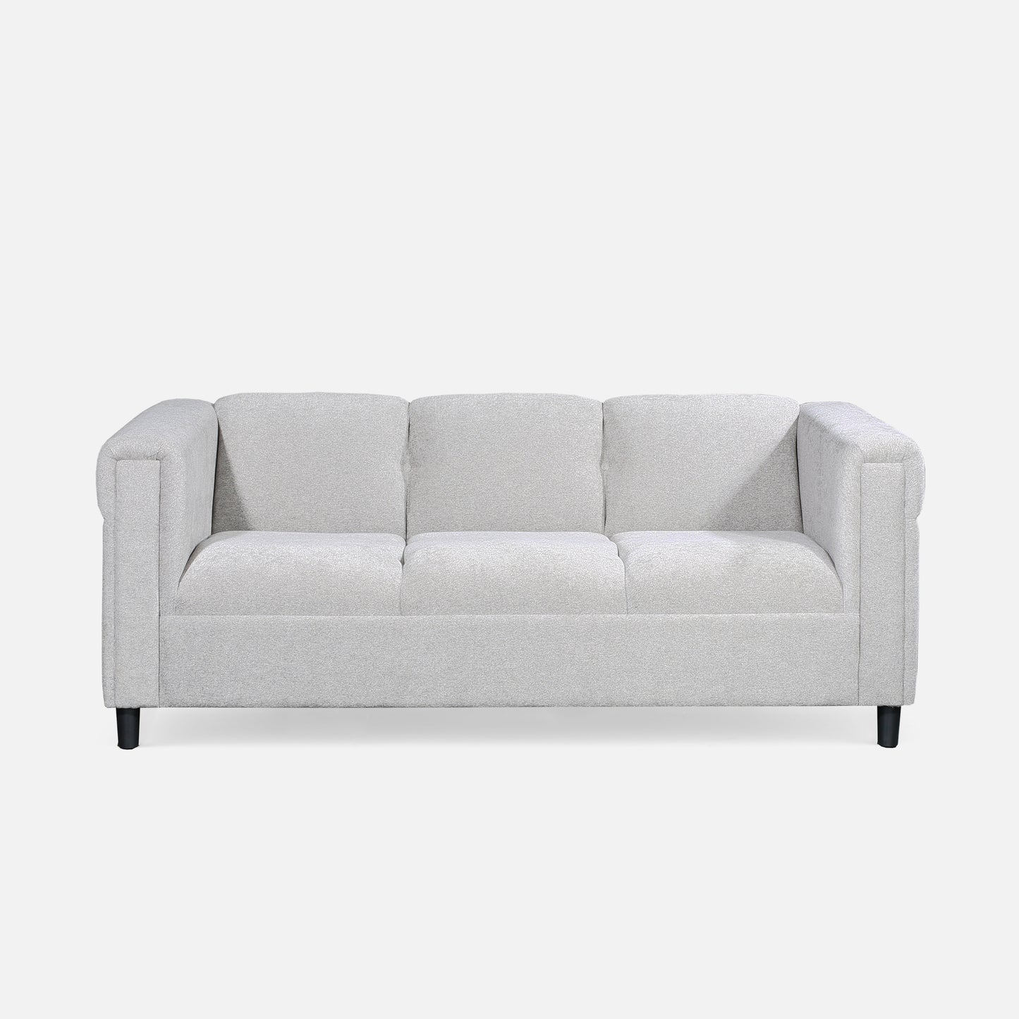 72" Modern Upholstered 3-Seater Sofa Couch, Light Gray Fabric Sofa with Track Arms