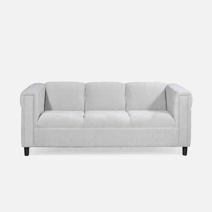 72" Modern Upholstered 3-Seater Sofa Couch, Light Gray Fabric Sofa with Track Arms