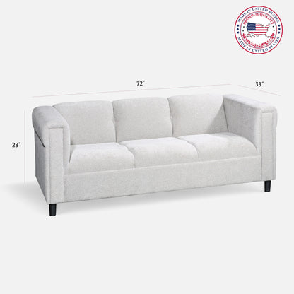 2-Piece Upholstered Sofa and Loveseat Set, Modern Fabric Couch Set with Track Arms, Light Gray