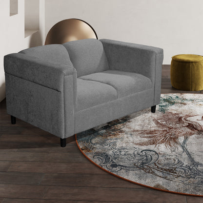 54" Upholstered Loveseat Sofa with Track Arms, Modern Fabric 2-Seater Couch, Dark Gray
