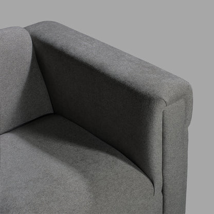 54" Upholstered Loveseat Sofa with Track Arms, Modern Fabric 2-Seater Couch, Dark Gray