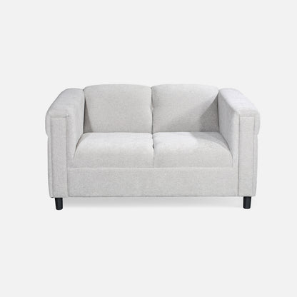 54" Upholstered Loveseat Sofa with Track Arms, Modern Fabric 2-Seater Couch, Light Gray