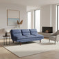 Convertible Futon Sofa Bed 76" Adjustable Back Upholstered Sleeper Couch with Wooden Legs, Blue