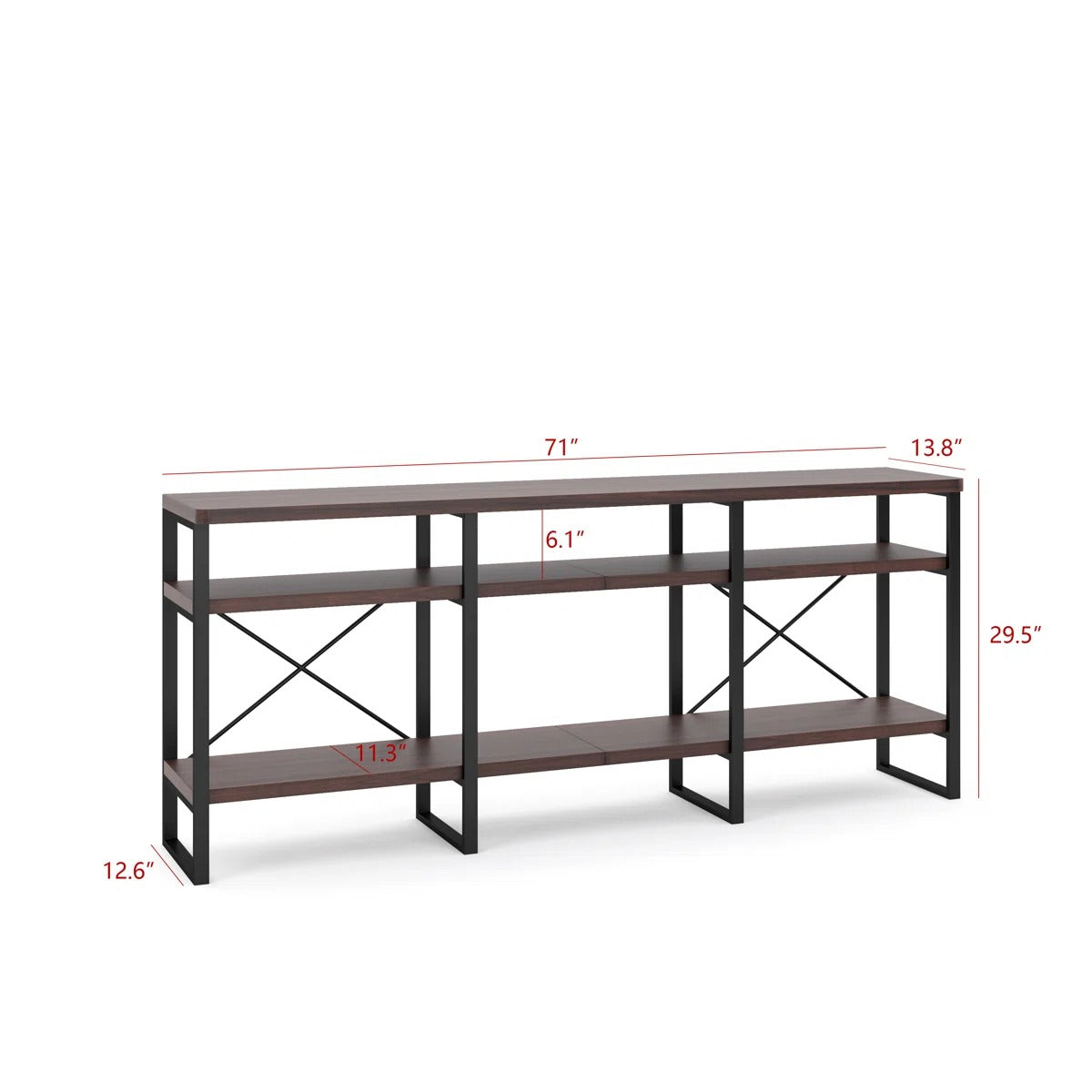 TV 180-9001X2  Modular TV Stand for TVs up to 78", Customizable 3-Tier Media Console with Expandable Powder-Coated Metal Frame