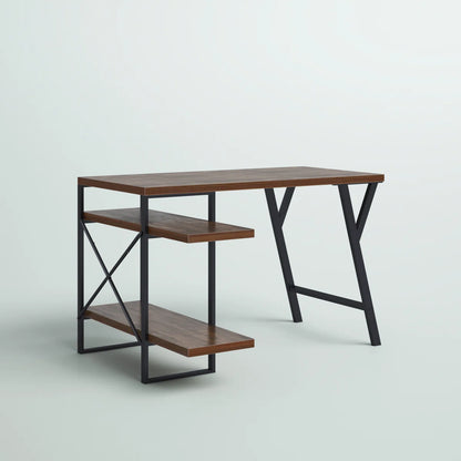 L - Shaped Home Office Desk with 2 Antigue Wood Shelves