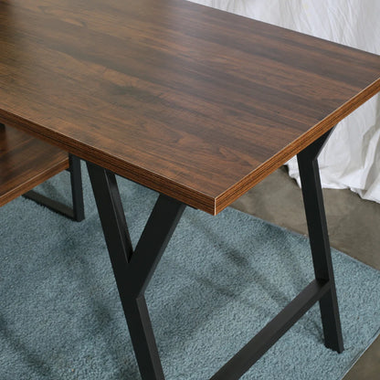 L - Shaped Home Office Desk with 2 Antigue Wood Shelves