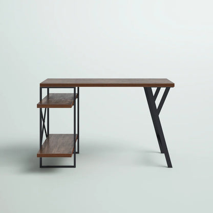 L - Shaped Home Office Desk with 2 Antigue Wood Shelves
