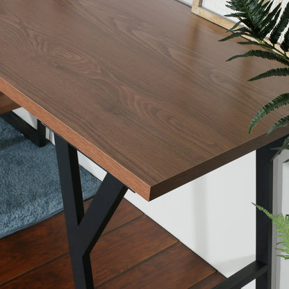 Rectangula Home Office Desk with 2 Antigue Wood Shelves