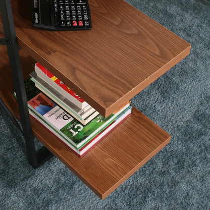 L - Shaped Home Office Desk with 2 Walnut Shelves