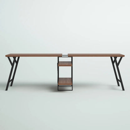 Rectangula Home Office Desk with 2 Walnut Shelves