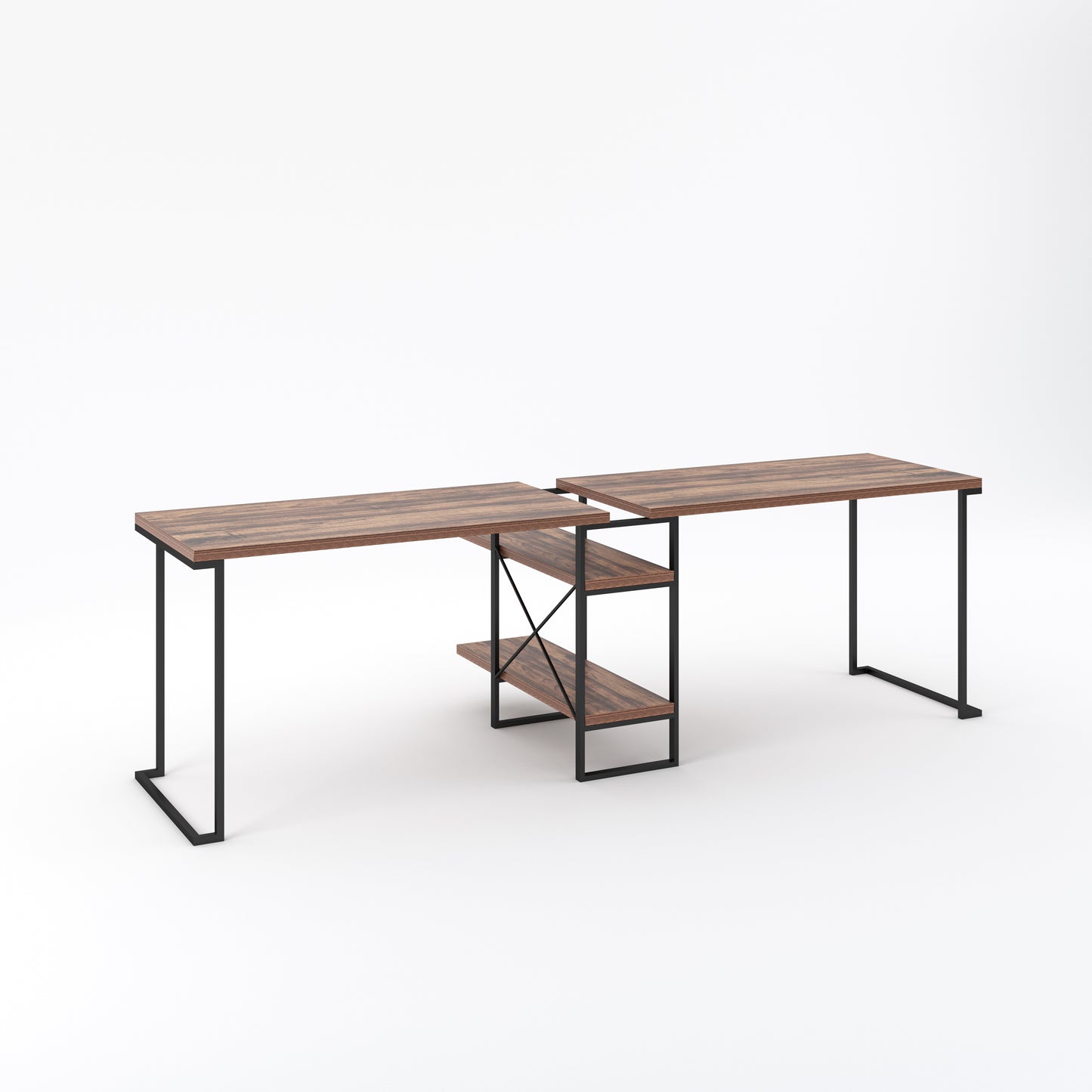 99.6"  writing Desk with 2-Tier Bookcase