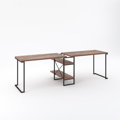 99.6"  writing Desk with 2-Tier Bookcase