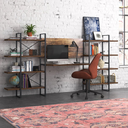 Rectangula Home Office Desk with 8 Antigue Wood Shelves