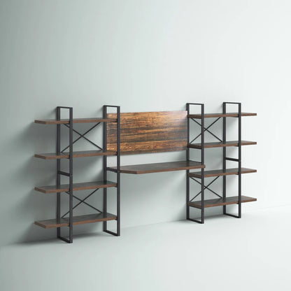Rectangula Home Office Desk with 8 Antigue Wood Shelves